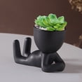 thumbnail image 2 of Ceramic Human Shaped Flower Pot Small Cactus Pot Creative Ceramic Plants Pot Table Decoration Sitting Mini Flower Pot for Home Decor, 2 of 8