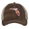 thumbnail image 2 of Florida State Hat - Distressed Embroidered Design - Vintage Sunshine State Trucker Strapback Cap (Olive), 2 of 8
