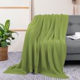 thumbnail image 2 of PiccoCasa 100% Cotton Soft Knitted Throw Solid Blanket for Couch Sofa Bedroom, Green 50"x70", 2 of 8