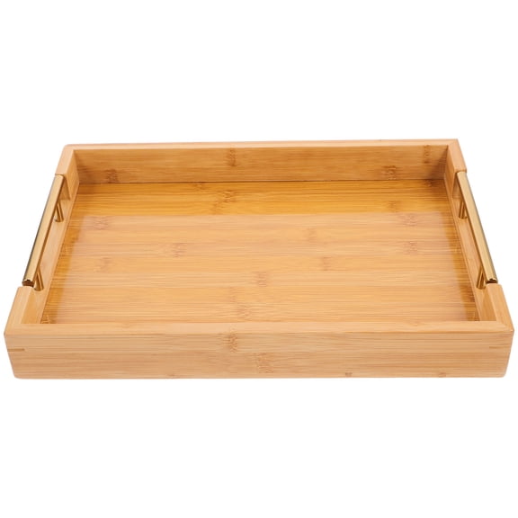 WHAMVOX Bamboo Serving Tray for Storage Khaki Color Rustic Design with Large Capacity 12.6x8.7 Inches