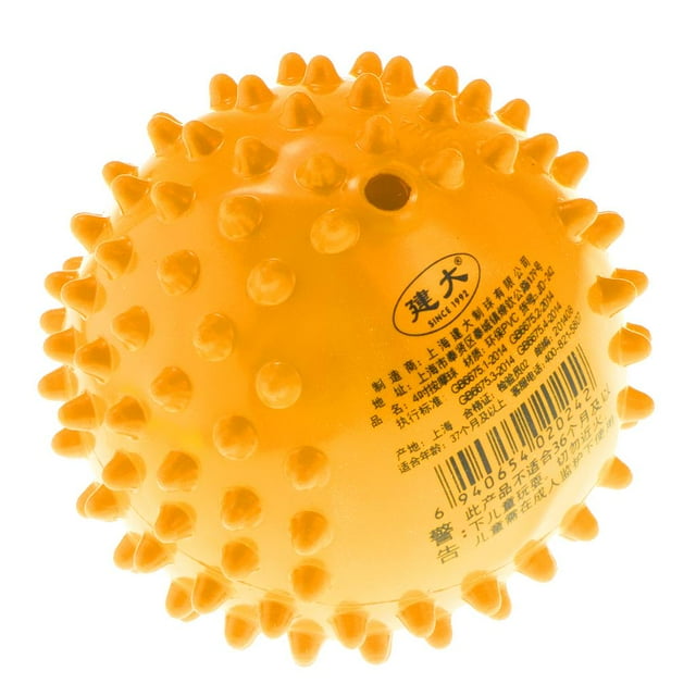 lionlar 4 Inch PVC Inflated Knobby Bouncy Ball Massage Sensory Ball Kids Toy Yellow