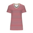 thumbnail image 5 of XuJwPNcy Summer Tops for Women V Neck Short Sleeve Stripe Printed Tshirts Casual Baggy Comfy Basic Shirts, 5 of 6
