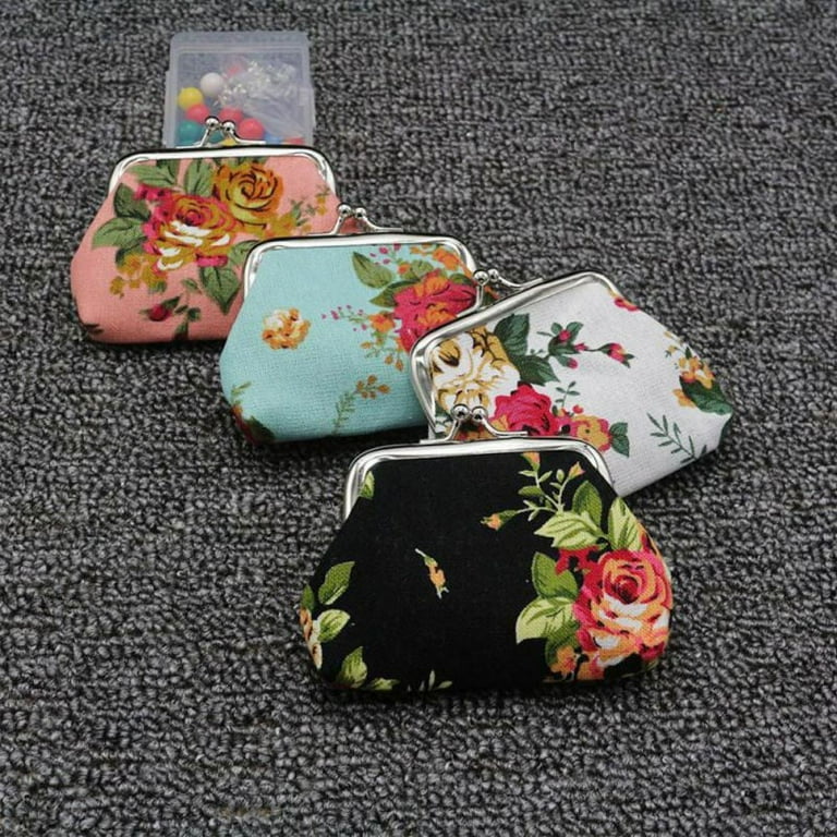 Printed Coin Purse Vintage Pouch Buckle Clutch Bag Kiss lock
