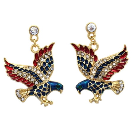 Patriotic Elephant - 4th of July USA American Flag Patriotic Eagle Texas Donkey Elephant Earrings (Eagle Gold-tone)