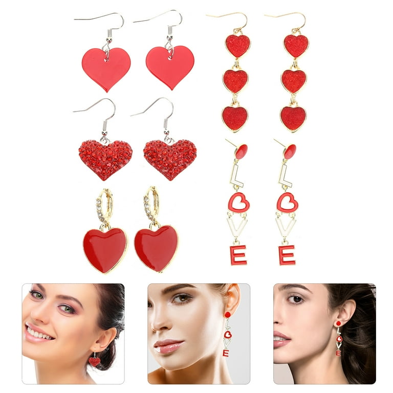 Heart earrings with rhinestones