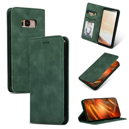 Samsung Galaxy S8 Case, Dteck Smooth PU Leather Flip Folio Wallet Card Slots Case Cover Stand Feature & Magnetic Closure For Samsung Galaxy S8 , Green