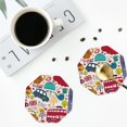 thumbnail image 4 of Disketp London Symbols Funny Coasters,4 Pcs Leather Coasters with Holder, Perfect Housewarming Hostess Gifts,Protect Furniture from Water Marks Scratch and Damage-Octagon, 4 of 6