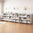 thumbnail image 7 of Wooden Cube Bookcase with Legs - 3-Tier Open Shelf Kidsroom Sorted Storage Cabinet Organizer for Books and Toys, 9-Cube Lattice Cute Cubby Bookshelf in Pearl White, 39" W, 7 of 7