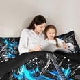 thumbnail image 5 of Homewish Drum Guitar Bedding Comforter Set for Men, Black Blue Watercolor Twin Comforter Sets, Rock and Roll Music Reversible Bedding Set, Super Cozy Room Decor, 2-Piece, 5 of 8