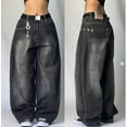 thumbnail image 3 of Y2K Street Jeans Hip-hop Bordado de letras 90s Clásico Retro Pantalones vaqueros sueltos Hombres y mujeres Pantalones de pierna ancha de cintura alta, 3 of 5