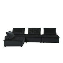 JERFIT Modern 4-Piece Velvet Sectional Sofa Couch Set, L-Shaped Modular Corner Chaise Lounge for Living Room, Black