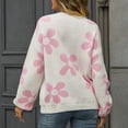 thumbnail image 4 of Levmjia Womens Sweater Casual Long Sleeve Floral Printing Crew Neck Pullover Soft Polyester Knit Top For Fall Winter Office Daily Wear, 4 of 9