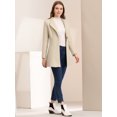 thumbnail image 2 of Abrigo de invierno medio largo informal de negocios abotonado con cuello vuelto para mujer Beige L, 2 of 6
