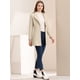 thumbnail image 2 of Abrigo de invierno medio largo informal de negocios abotonado con cuello vuelto para mujer Beige L, 2 of 6