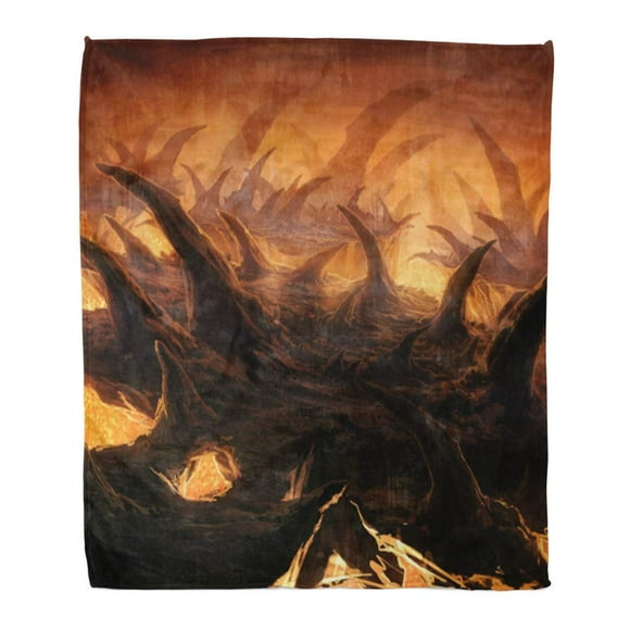 POGLIP Throw Blanket 58x80 Inches Digital of Fantasy Underground Stalactites Cave Tunnel System Lava Warm Flannel Soft Blanket for Couch Sofa Bed