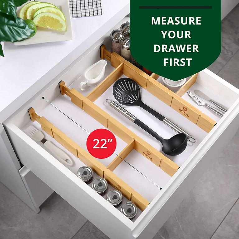 Bamboo Drawer Dividers with Inserts 17-22 - Perfect Adjustable Drawer  Dividers for Clothes, Kitchen, Dresser, Bedroom & Drawer Dividers  Organizer