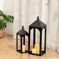 thumbnail image 4 of Nuptio Tall Black Lanterns Decorative Indoor for Pillar Candle Holder , Indoor Outdoor Lanterns for Porch & Patio ,17" & 23" Set of 2 ,No Glass M+L, 4 of 10
