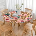thumbnail image 3 of Dogs with Flowers Round Fitted Tablecloth with Elastic Edge,Dining Table Cover Waterproof,Outdoor Round Tablecloth for Camping,Dining,Indoor and Outdoor, 3 of 7