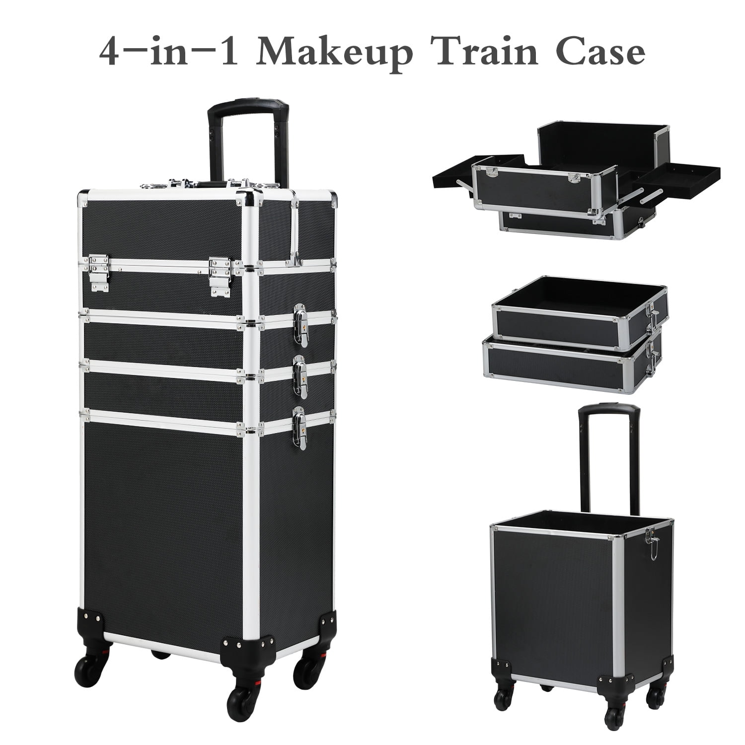 Reshable 4in1 Makeup Travel Case, Cosmetic Storage Case with 360