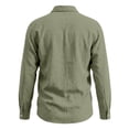 thumbnail image 6 of JoveMarine Mens Short Sleeve Button Down Shirts Linen Long Sleeve with Single Pocket Casual Spring Fall Top,Army Green L, 6 of 8