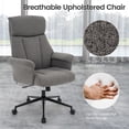 thumbnail image 6 of High Back Office Chair with Padded Arms, Ergonomic Adjustable Height 360° Swivel Linen Upholstered Desk Chair with Wheels for Home Office Study or Conference Room (Light Grey), 6 of 8