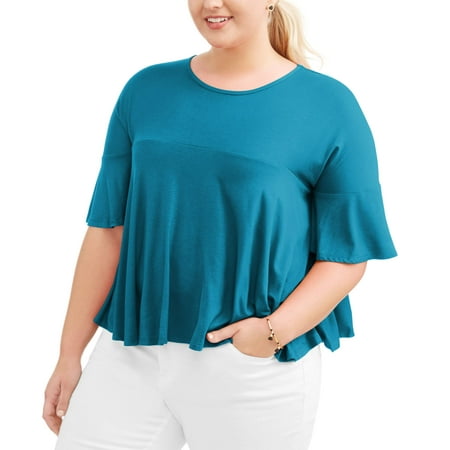 Poof Junior Plus Drop Sleeve Ruffle Blouse