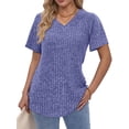 thumbnail image 2 of Fantaslook Women Tops V Neck Short Sleeve Shirts Dressy Casual Summer Tops Fashion Tunic Blouses, 2 of 8