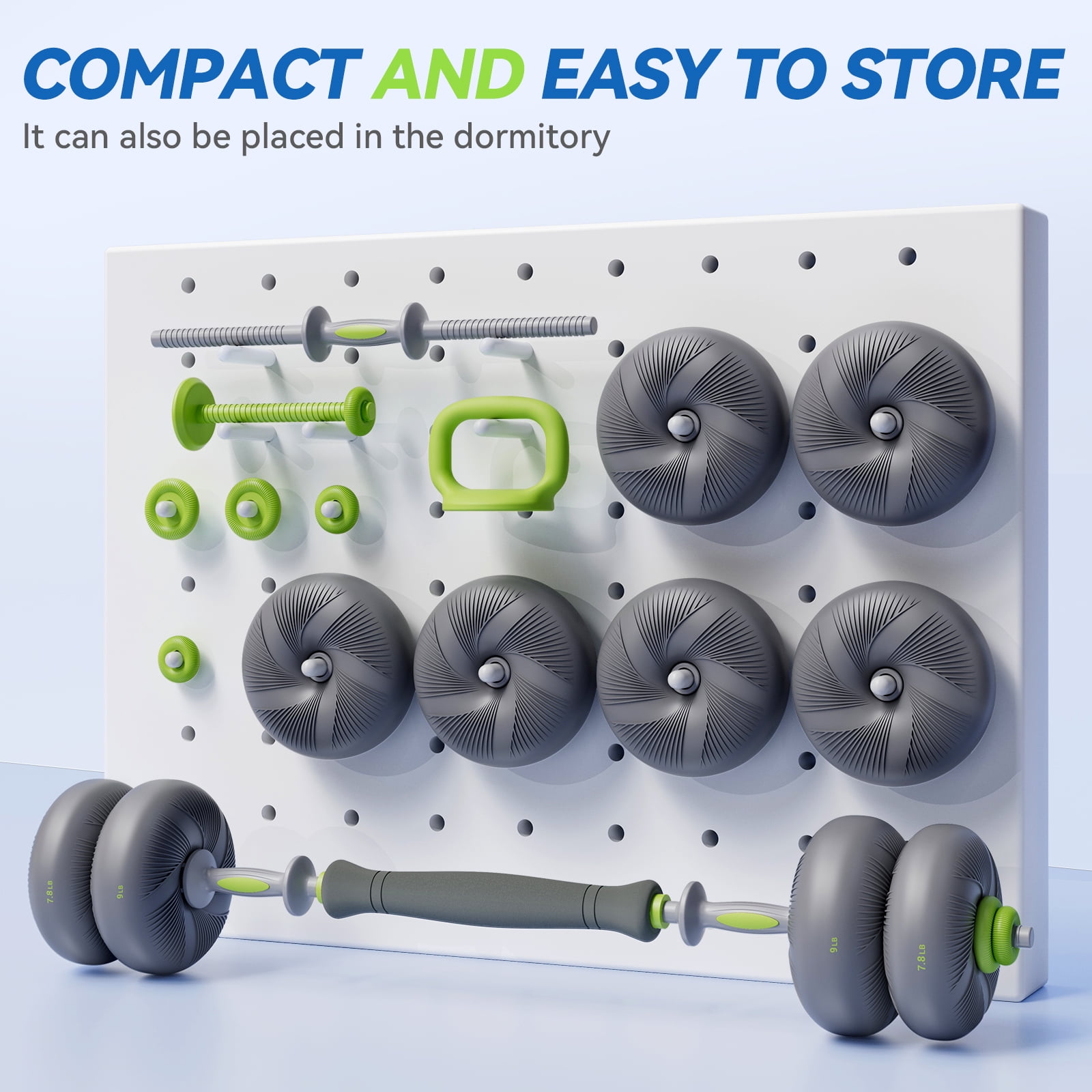 TLGREEN Adjustable Dumbbell Set, 45lbs/67lbs Free Weight Set, 4-in-1 Used as Barbell, Dumbbells, Kettlebell, Weight Plates, Soft Rubber Coated, Space Saving Fitness Exercise for Men/Women