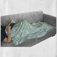 thumbnail image 6 of Teal and White Soft Flannel Fleece Blanket, Cartoon Style White Fluffy Clouds in the Clear Summer Sky Doodle Pattern, Cozy Plush for Indoor and Outdoor Use, 50" x 60", Seafoam White, by Ambesonne, 6 of 6