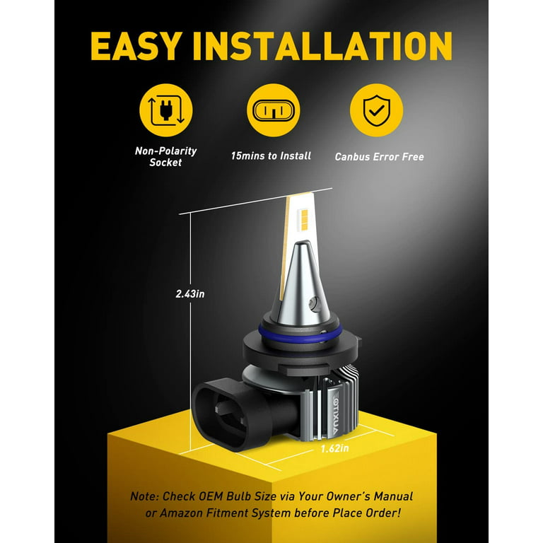 9006 HB4 LED Bulbs Fog Lights Upgrade for Cars, Trucks, 3000K Yellow