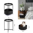 thumbnail image 2 of Round Side Table, White End Table with Storage Basket, Metal Night Stand with Removable Tray, Small Bedside Table for Living Room, Bedroom, Nursery (White), 2 of 7