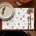 thumbnail image 4 of White Highland Cow Flower Pattern Summer Placemats Table Placemats Set Of 6-Linen Kitchen Washable Placemats Table Mats 11.8"x17.7" Non-Slip Heat Resistant, 4 of 5