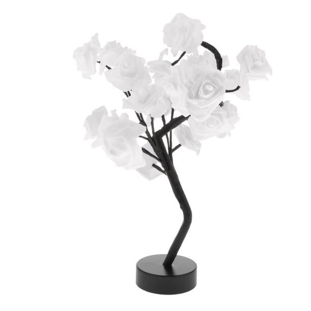 Árbol de luces LED de 24 LED para dormitorio, sala de estar, exterior, interior, San Valentín, boda blanco