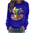 thumbnail image 2 of Xuyuer Women's Carnival Printed Long Sleeved Round Neck Mardi Gras Sweatshirt Carnival Outfits Women Carnival Sweatshirts Fat Tuesday Fashionable Pullover Tops, 2 of 6