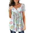thumbnail image 1 of Fvwitlyh Femmes T-Shirts Chemise pour les Femmes Convenable Pâques Chemises d'Impression Col Rond Manches Courtes Tee Tops Tunique Blouse Bleu Clair, XL, 1 of 4