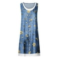 thumbnail image 4 of GHSOHS Spring Dresses New Women's Summer Dresses Women's Denim Printed Dresses Fake Two Pieces Sleeveless Mini Jeans Dress Cute Crew Neck Loose Tank Casual Dress Vacation Dresses Blue Off Should,XL, 4 of 5