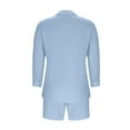 thumbnail image 7 of UVEASISHA 2 Piece Linen Sets for Women Summer Casual Office Outfits 3/4 Sleeve Collared Button Down Shirts Elastic Waist Drawstring Shorts Set Light Blue XL, 7 of 7