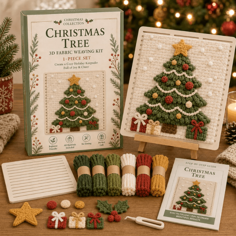3D Christmas Fabric Weaving Kit Complete Beginner-Friendly Craft Kit Festive Designs for Winter Home Decor & Gifts Christmas Tree