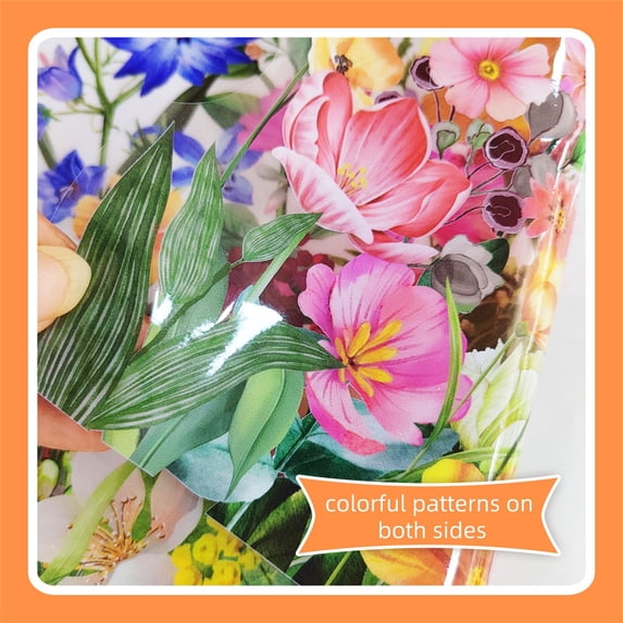 Decorative Window Decals, Floral Garden Design with Colorful Wildflowers, Self-Adhesive Glass Stickers