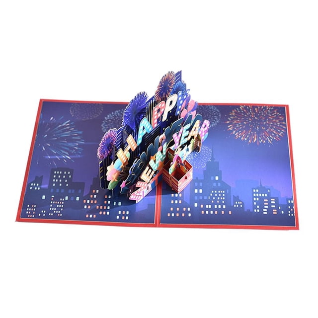 Tarjetas navideñas 3D, postales emergentes, sobres de felicitación y saludos de Año Nuevo. Feliz Año Nuevo