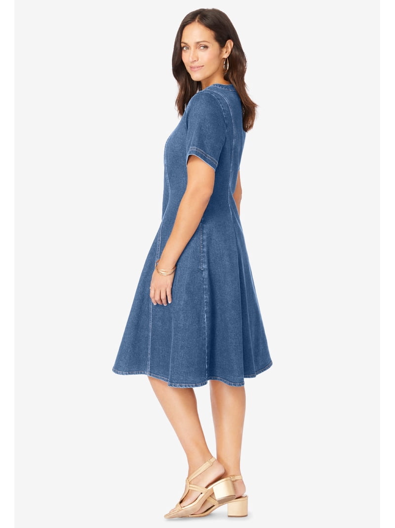 Jessica London Women's Plus Size Button Front Denim Dress - Walmart.com