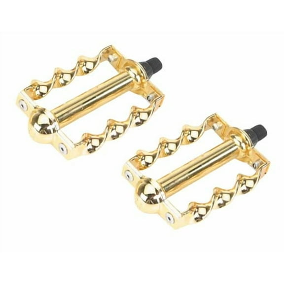 Twisted Pedals 1/2" W/Logo Gold. Bike pedals, bicycle pedal, for lowrider , beach cruiser, chopper, limo, stretch bike