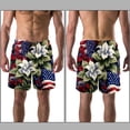 thumbnail image 3 of luoweisi Men's Beach Shorts Quick Dry Swim Trunks with Mesh Lining American Flag and Plants L, 3 of 5