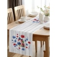 thumbnail image 2 of Independence Day Cherries Table Runner-36 Inch Long Red Blue Flowers on Wood Table Runners Linen Burlap Tablerunner for Kitchen Dining Room Holiday Party, 2 of 9