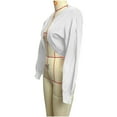 thumbnail image 5 of Stamzod Cropped Cardigan Sweaters for Women Solid Color V Neck Long Sleeve Open Front Sweater Casual Workout Cardigans for Women Trendy White M, 5 of 6