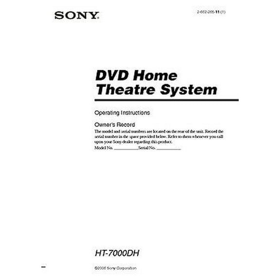 Instruction Manual ONLY for Sony STR-K7000 HT-7000DH AV Receiver Owners Manual REPRINT