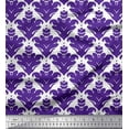 thumbnail image 1 of Soimoi Purple polyester Crepe Fabric Ornate Filigree Damask Print Fabric by the Yard 42 Inch Wide, 1 of 3
