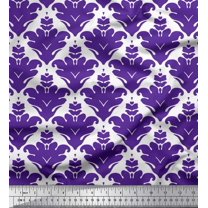Soimoi Purple polyester Crepe Fabric Ornate Filigree Damask Print Fabric by the Yard 42 Inch Wide