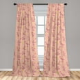 thumbnail image 5 of Ambesonne Animal Curtains, Bunnnies and Flowers, Pair of 28"x95", Dark Coral Pale Pink, 5 of 5