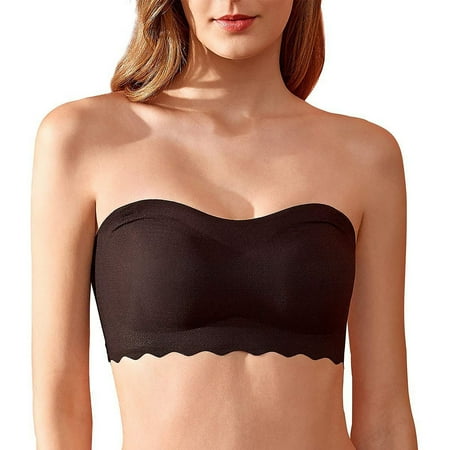 

Strapless bandeau bra large sizes strapless women s underwear no underwire no straps classic black brassiere with removable soft cups